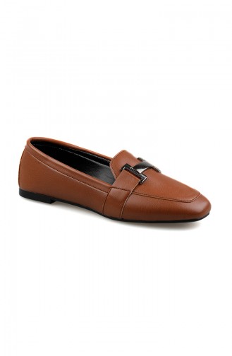Women´s Buckle Flat shoes 0167-07 Tan Leather 0167-07