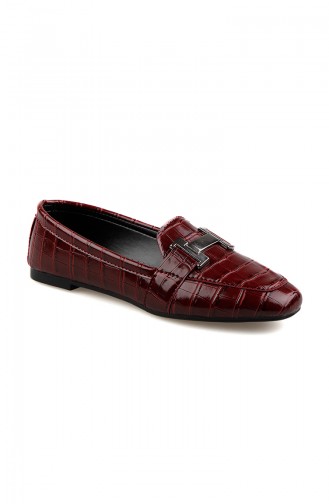 حذاء مسطح نسائي أحمر كلاريت 0167-09