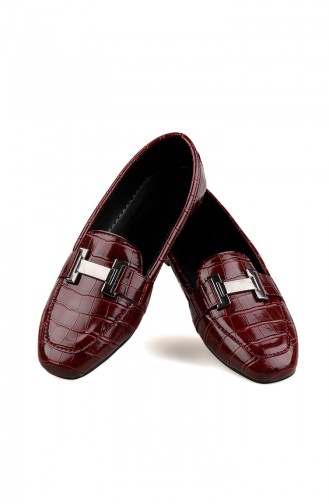 Women´s Buckle Flat shoes 0167-09 Claret Red 0167-09