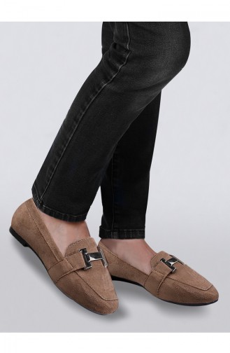 Women´s Buckle Flat shoes 0167-10 Mink Nubuck 0167-10