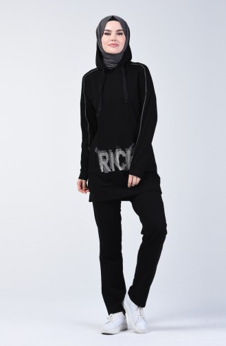 Hooded Tracksuit Set 9136-02 Black 9136-02