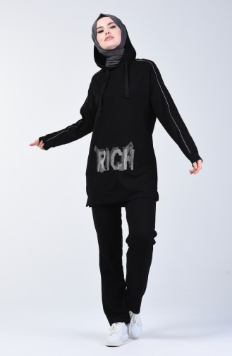 Hooded Tracksuit Set 9136-02 Black 9136-02