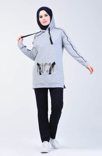 Hooded Sportswear Suit 9136-04 Gray 9136-04