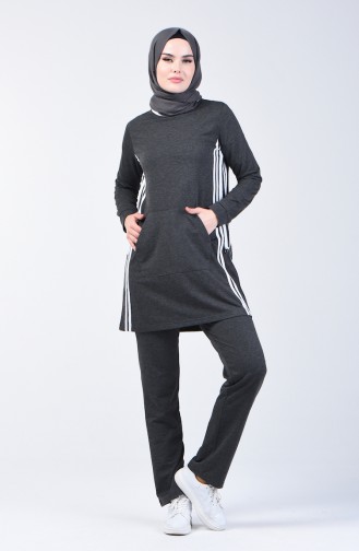 Striped Track Suit Set 9148-03 Anthracite 9148-03