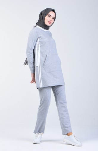 Striped Tracksuit 9148-05 Gray 9148-05