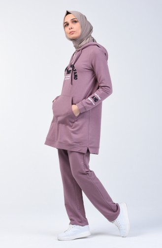 Letter Patterned Track Suit Set 9163-02 Earth 9163-02