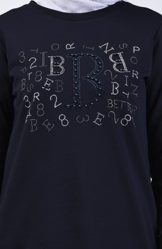 Bedruckter Trainingsanzug 9192-02 Dunklelblau 9192-02