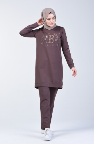 Printed Sportswear Suit 9192-03 Brown 9192-03