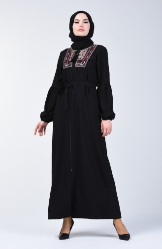 Abaya a Ceinture 5045-01 Noir 5045-01