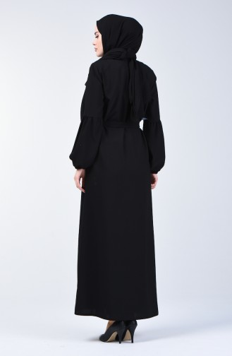 Abaya a Ceinture 5045-01 Noir 5045-01