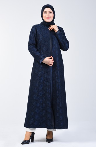 Pus Size Lace Coating Evening Dress Abaya 0294-01 Navy Blue 0294B-01