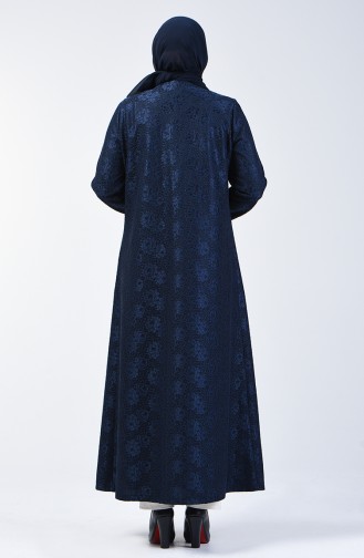 Grösse Grosse Spitzen Detailliertes Abendkleid Abaya 0294-01 Dunkelblau 0294B-01