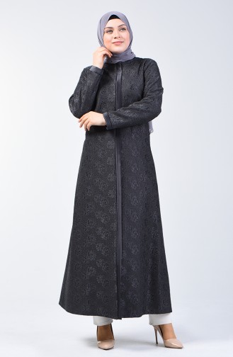 Grösse Grosse Spitzen Detailliertes Abendkleid Abaya 0294B-03 Anthrazit 0294B-03