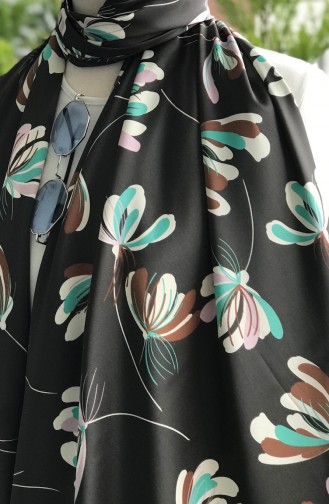 Patterned Satin Shawl 61409-01 Black 61409-01