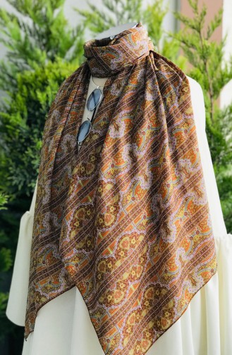 Patterned Viscose Shawl 61410-01 Brown 61410-01