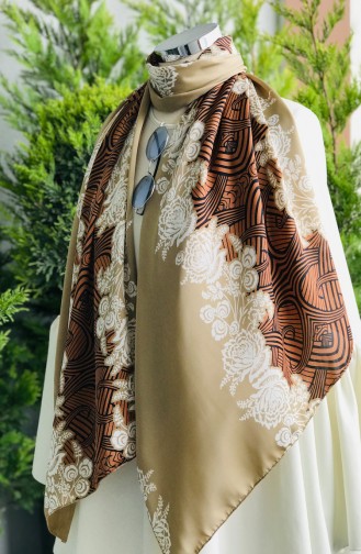 شال ساتان منقوش أخضر تبغي 61411-01