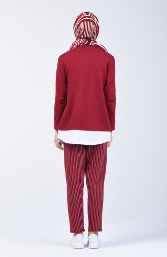 Two-Thread Striped Tunic Trousers Double Set 2004-02 Claret Red 2004-02