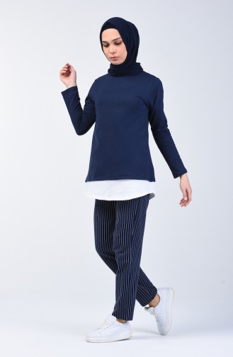 Two-Thread Striped Tunic Trousers Double Set 2004-04 Navy Blue 2004-04