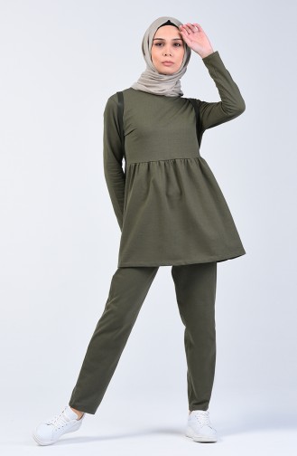 Two Thread Shirred Tunic Trousers Double Set 2005-01 Khaki 2005-01