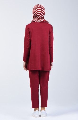 Two Thread Shirred Tunic Trousers Double Set 2005-02 Claret Red 2005-02