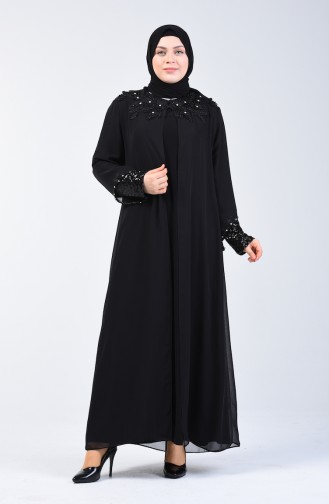 Grosse Grösse Steiniges Abendkleid 6055-05 Schwarz 6055-05