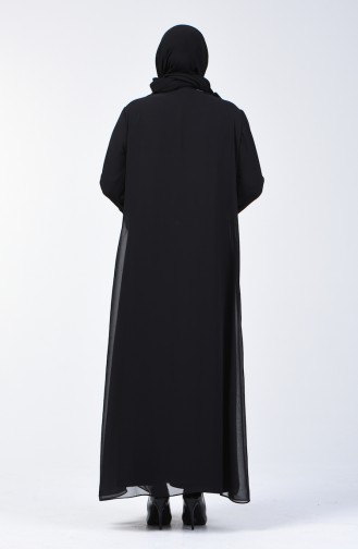 فستان سهرة مزين بالستراس مقاس كبير أسود 6055-05