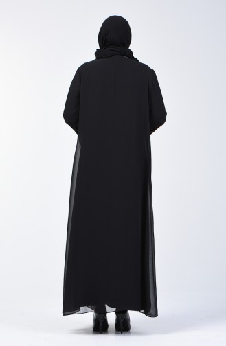 Grosse Grösse Steiniges Abendkleid 6055-05 Schwarz 6055-05