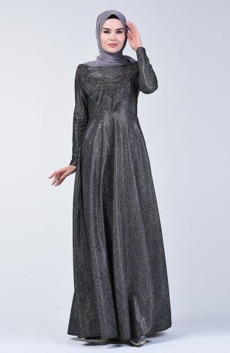 Tasseled Silvery Evening Dress 3065-01 Smoked 3065-01