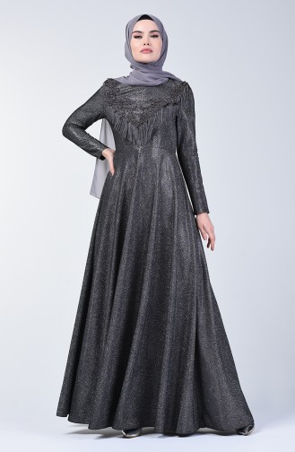 Tasseled Silvery Evening Dress 3065-01 Smoked 3065-01