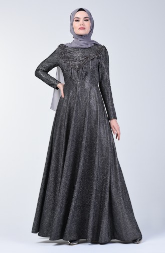 Silbernes Abendkleid mit Quaste 3065-01 Rauchgrau 3065-01