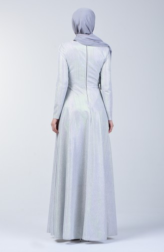 Tasseled Silvery Evening Dress 3065-04 Stone 3065-04