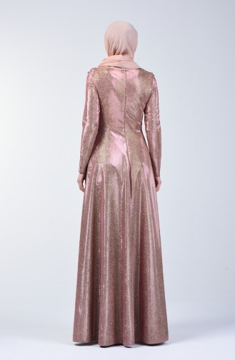 فستان سهرة مُزين بتفاصيل من الشرابة باودر 3065-05