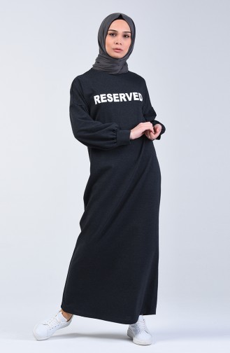 Letter Patterned Sport Dress 1700-01 Smoke 1700-01