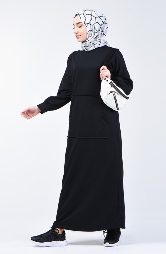 فستان رياضي بجيوب أسود 1800-01