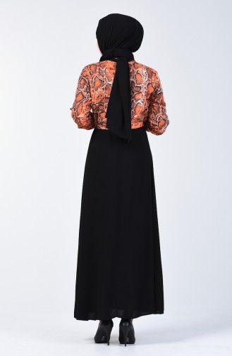 Garnished Belted Dress 9015-02 Black Tile 9015-02