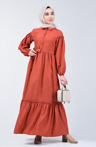 Shirred Linen Dress 7096-01 Tile 7096-01