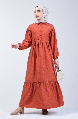 Shirred Linen Dress 7096-01 Tile 7096-01