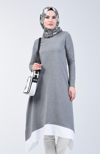 Tunique Asymétrique Garnie 10675-02 Gris 10675-02