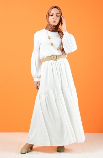 Ruffled Lined Skirt 8218-01 White 8218-01