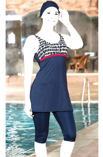 Topped Pool Swimsuit 4099B-01 Navy Blue 4099B-01