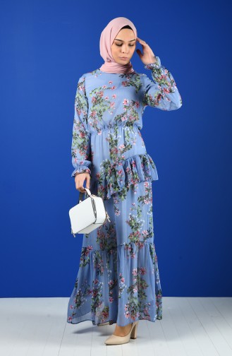 Blue Hijab Dress 8221-02