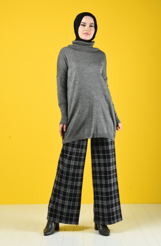 Patterned Winter Trousers 1006l-01 Black Grey 1006L-01
