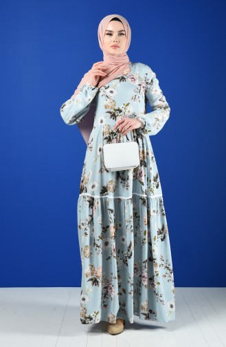 Blau Hijab Kleider 8198A-01