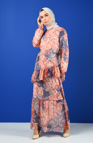 Granat-Blumen Hijab Kleider 8221-04
