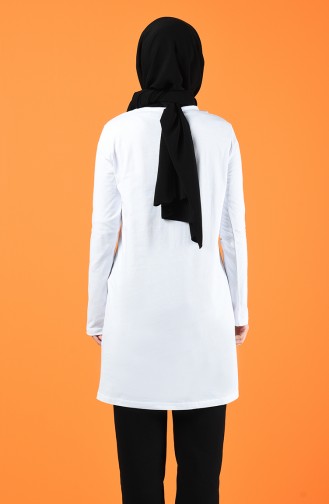 Letter Patterned Sports Tunic 7017-03 White 7017-03