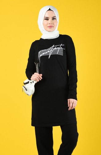 Printed Sports Tunic 7018-01 Black 7018-01