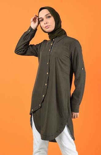 Button Detailed Tunic Khaki 4701-04