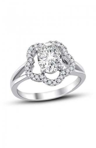 Sky Diamond Ovaler Steinblumenring  sky-2347	Weiss 2347
