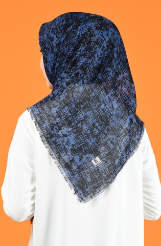 Patterned Flamed Scarf 901599-08 Navy Blue 901599-08