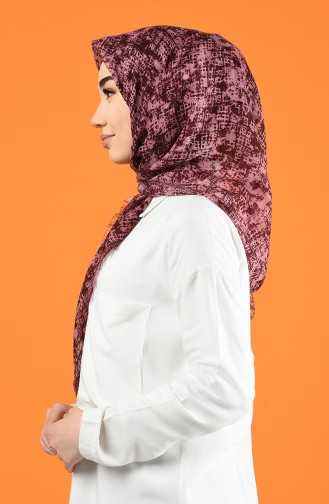 Desenli Flamlı Eşarp 901599-11 Koyu Pudra